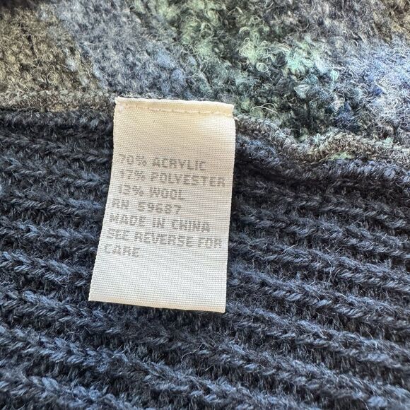 Curio New York Wool Blend Boucle Textured Longline Cardigan Sweater Blue Large - Picture 10 of 11